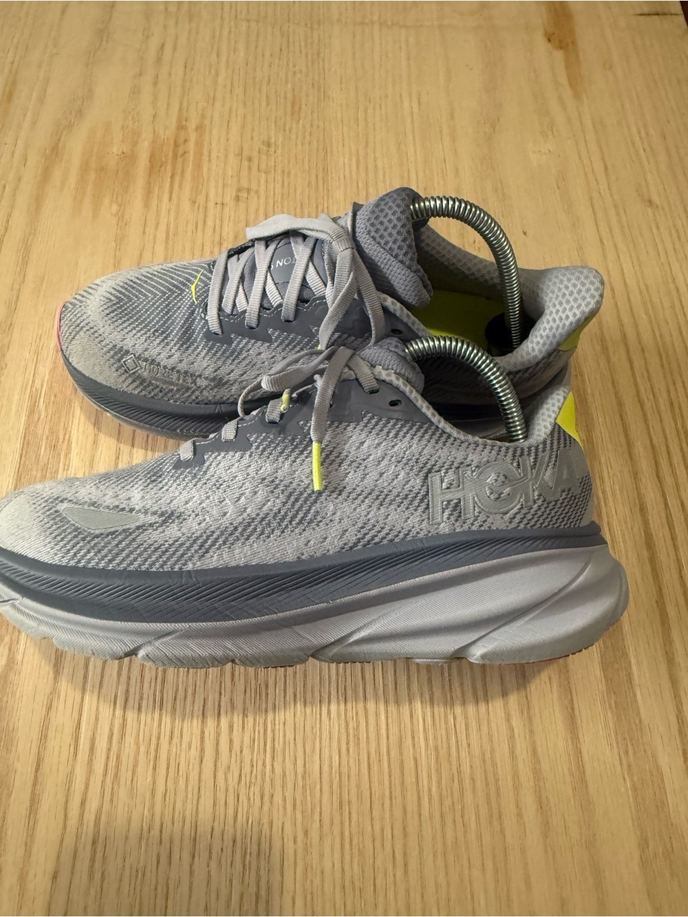 Women Hoka Clifton 9 GTX TS gortex gray running shoes